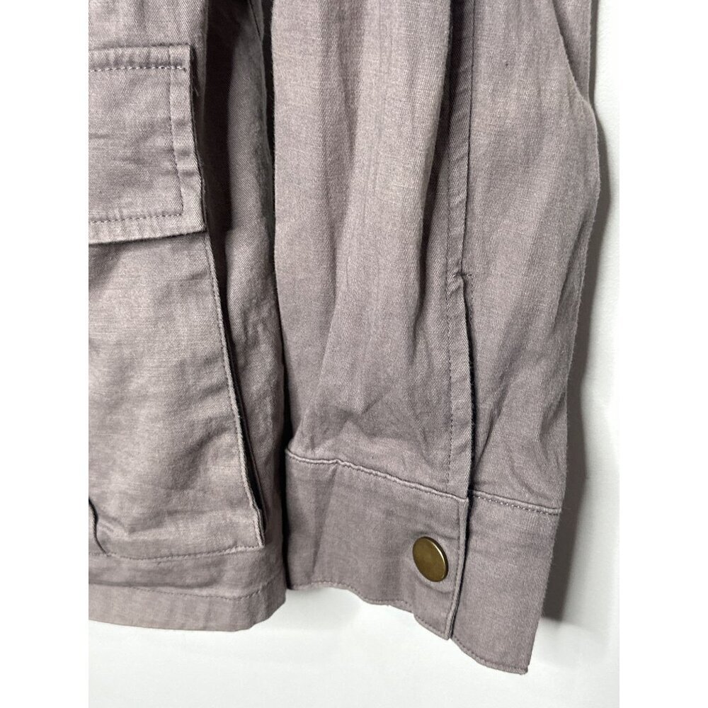 Market & Spruce Cargo Utility Jacket Womens M Grey Hooded Military Safari - Picture 8 of 11